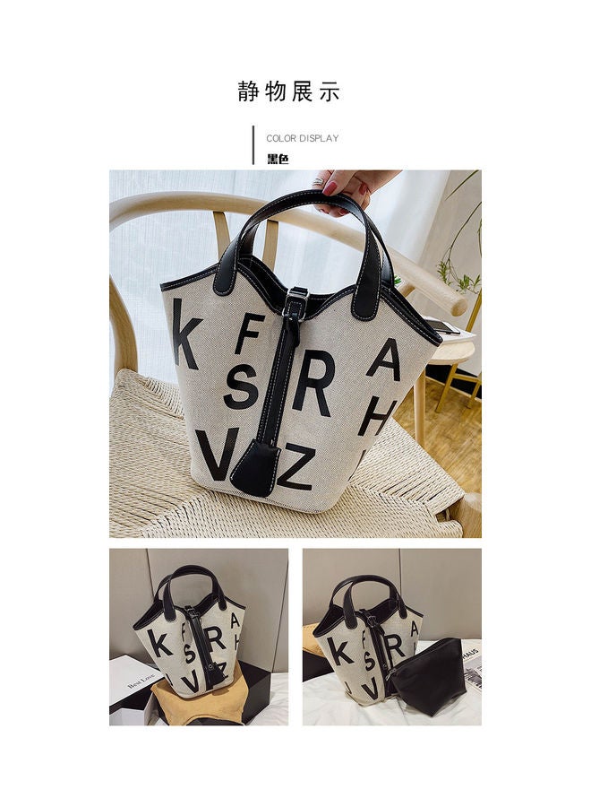 Alphabet Printed Tote Black - Image 2
