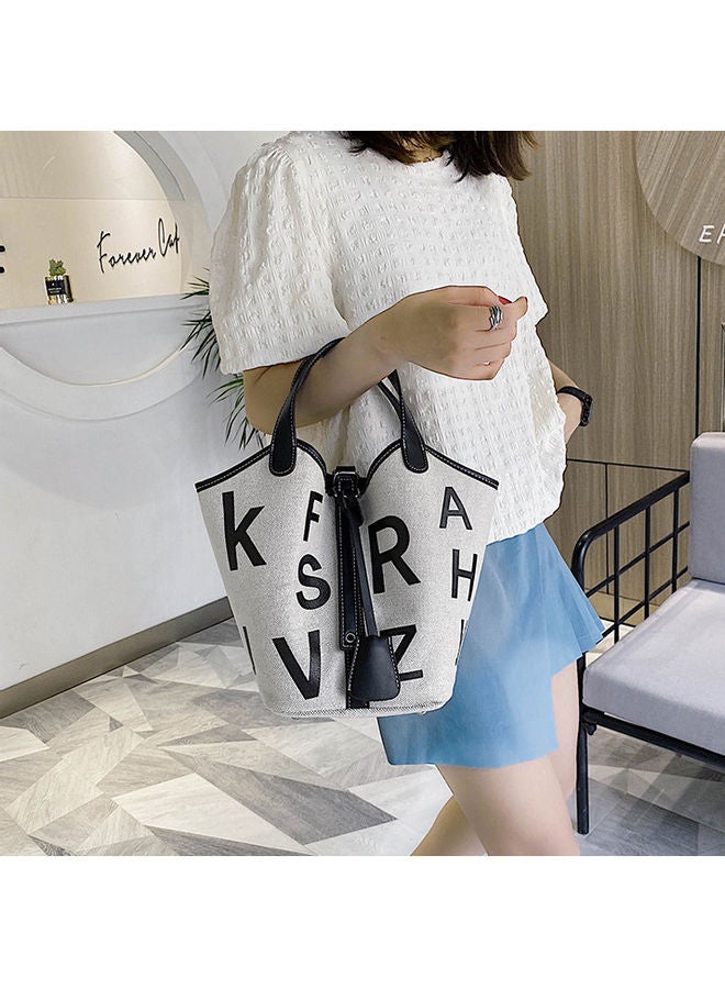 Alphabet Printed Tote Black - Image 3
