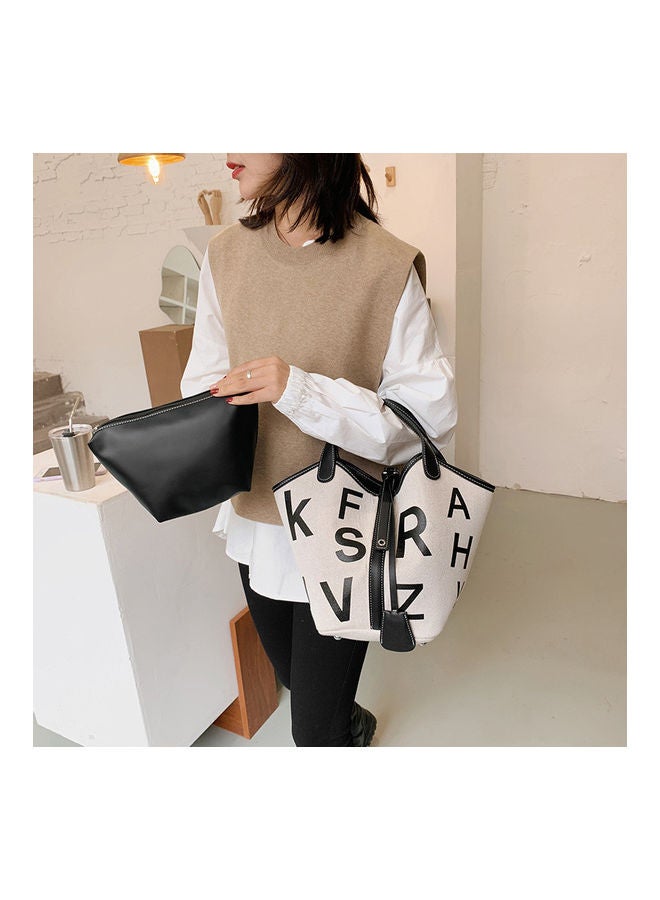 Alphabet Printed Tote Black - Image 5