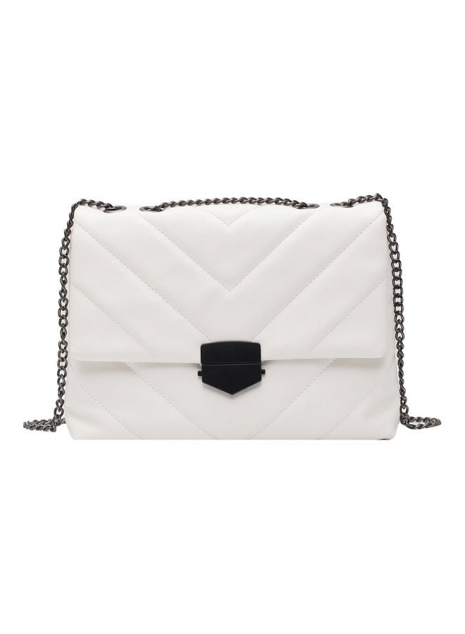 Front Flap Closure Crossbody Bag White  - Image 1