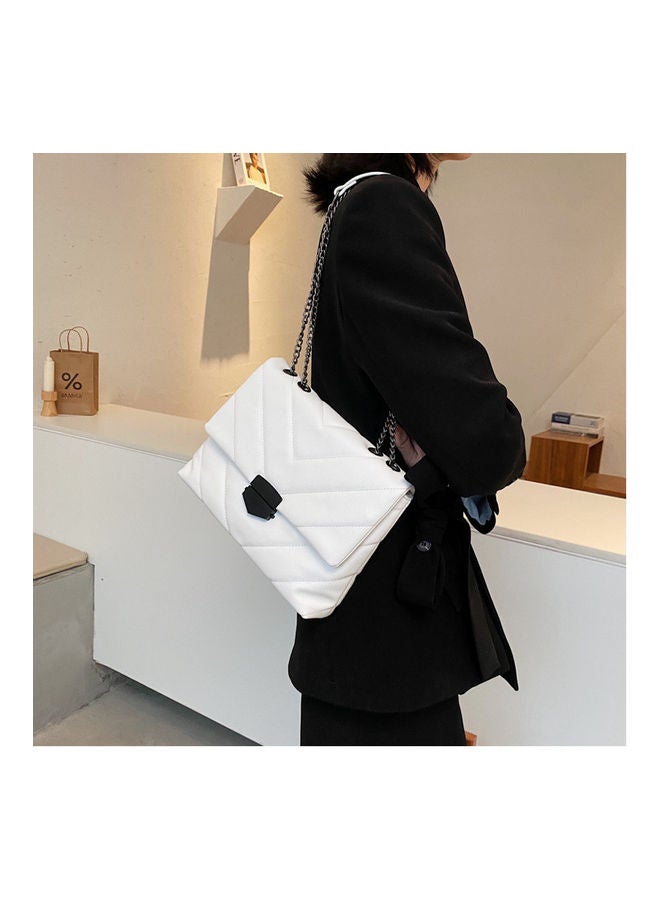 Front Flap Closure Crossbody Bag White  - Image 2