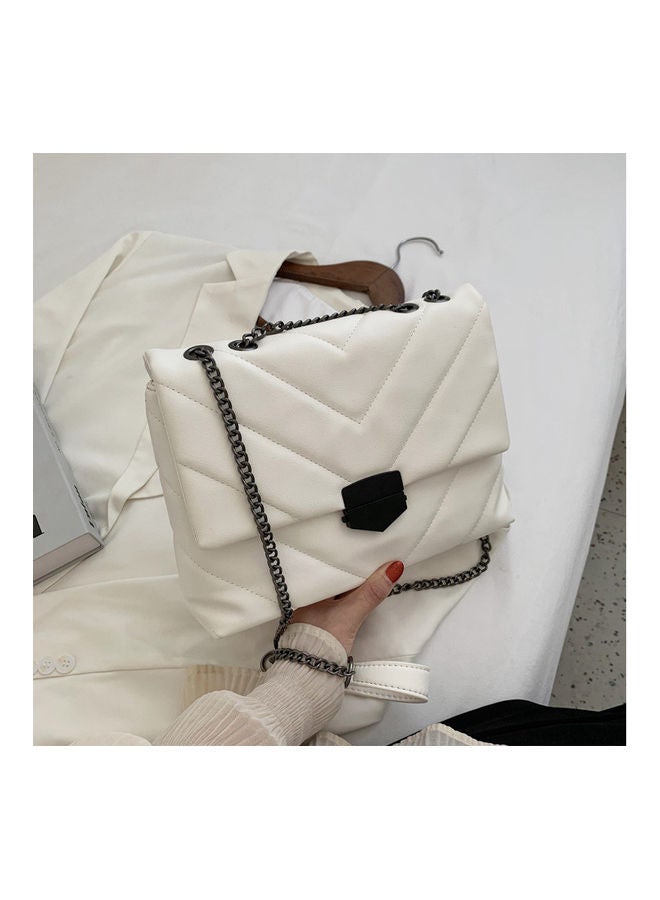 Front Flap Closure Crossbody Bag White  - Image 5