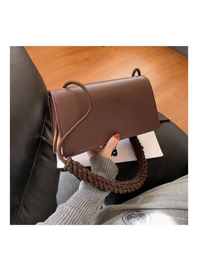Braided Strap Detail Crossbody Bag Brown  - Image 3