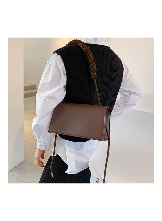 Braided Strap Detail Crossbody Bag Brown  - Image 4