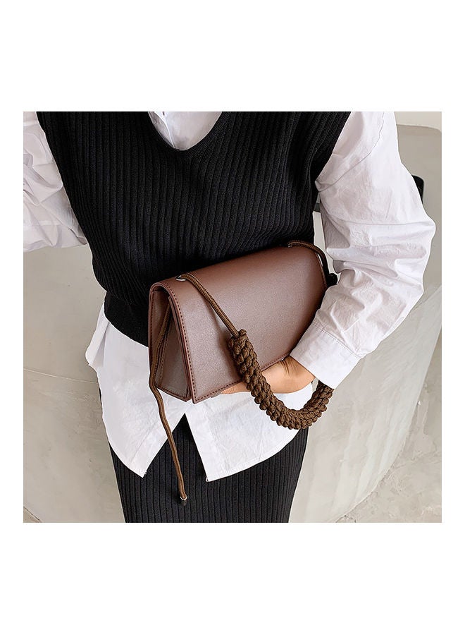 Braided Strap Detail Crossbody Bag Brown  - Image 5