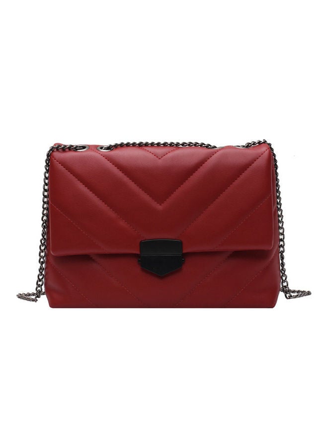 Front Flap Closure Crossbody Bag Maroon  - Image 1