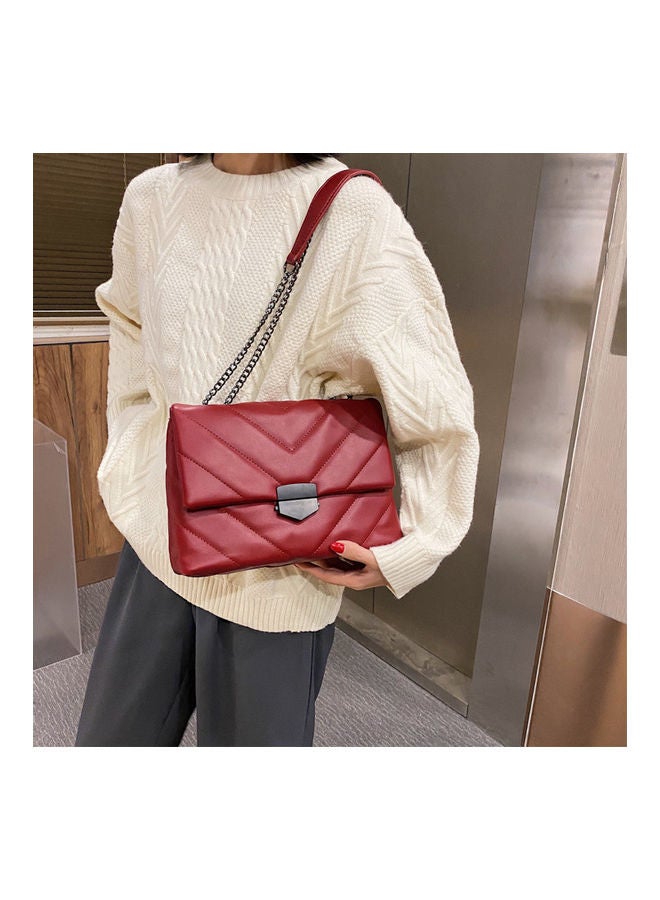 Front Flap Closure Crossbody Bag Maroon  - Image 2