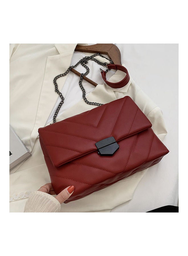 Front Flap Closure Crossbody Bag Maroon  - Image 3