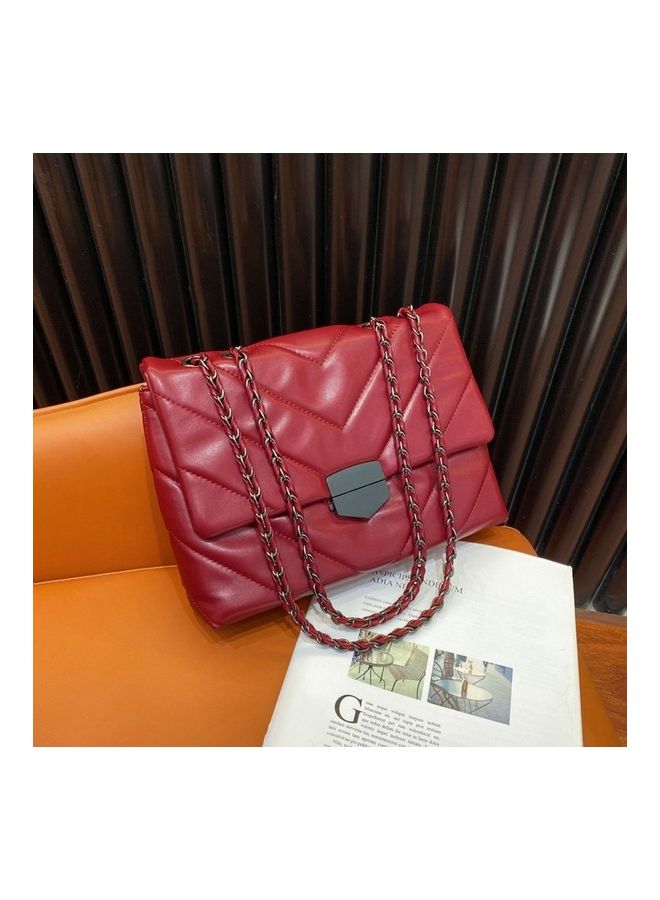 Front Flap Closure Crossbody Bag Maroon  - Image 4