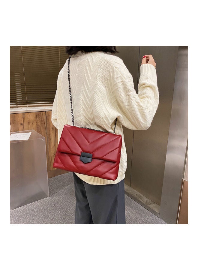 Front Flap Closure Crossbody Bag Maroon  - Image 5