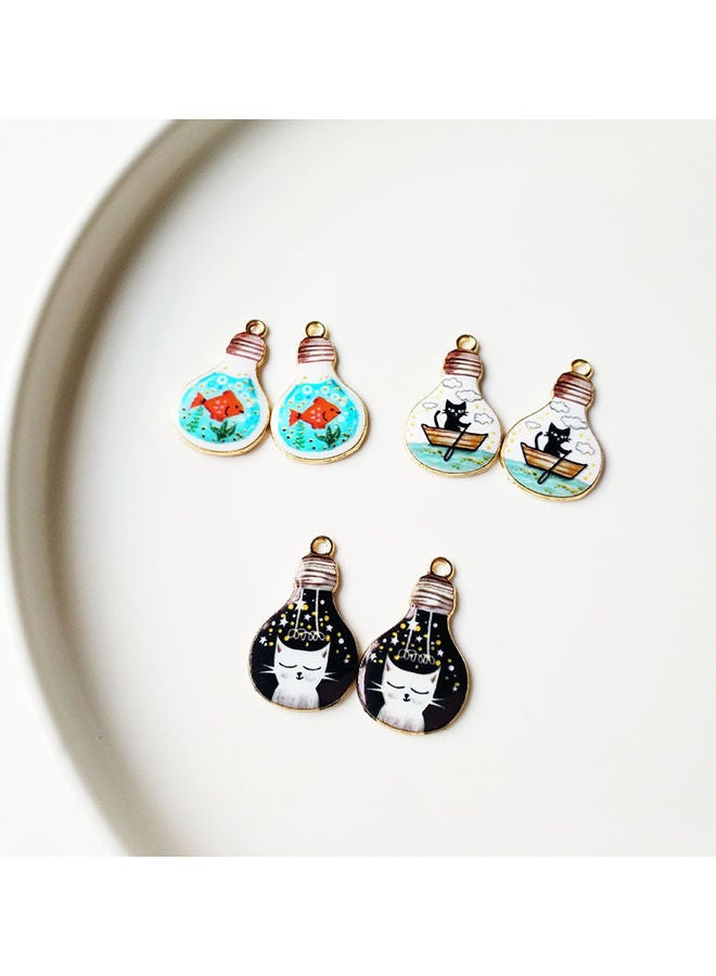 Generic - 6-Piece Cute Bulb Cat Fish Shape Earrings Charms Set - Image 1