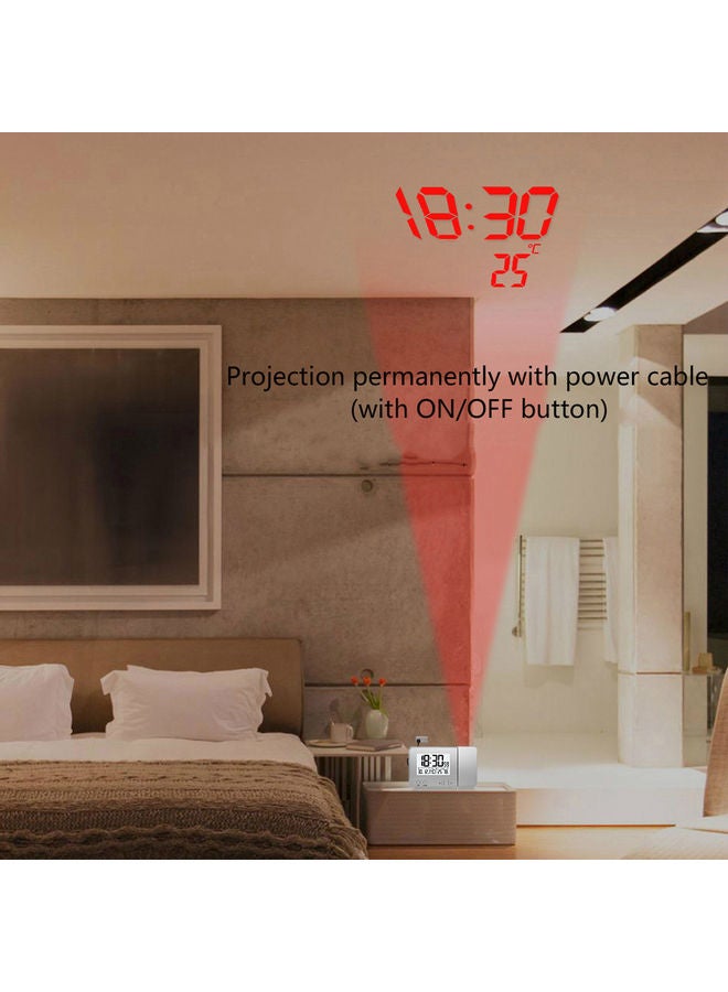 Projection Alarm Clock With Thermometer Silver 14.5x9.5x5cm - Image 2