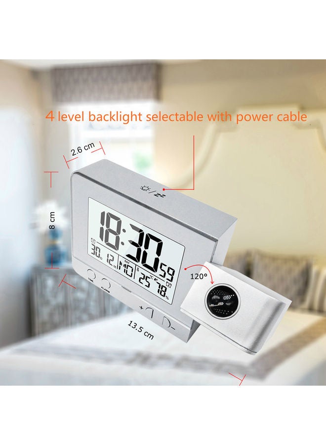 Projection Alarm Clock With Thermometer Silver 14.5x9.5x5cm - Image 5