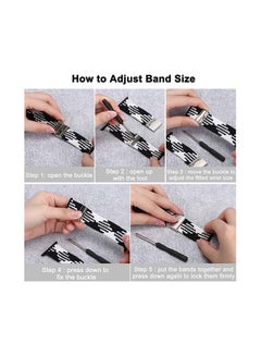 Foxcon Replacement Adjustable Braided Sport Apple Watch Band for 45/44/42mm Black/White  - Image 3
