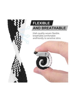 Foxcon Replacement Adjustable Braided Sport Apple Watch Band for 45/44/42mm Black/White  - Image 2