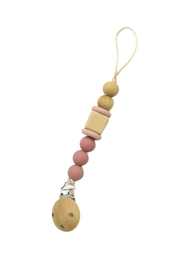 لوكو حامل لهاية سيليكون+ خشب شكل حبات خرز من لوكو -وردي - Image 1