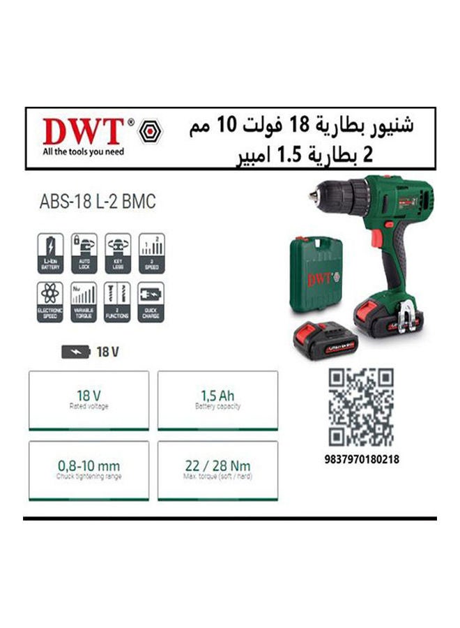 DWT - Drill Battery 18V 10 Mm 1.5 Amp Green - Image 1
