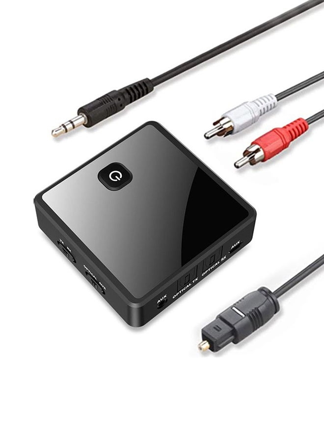 2-In-1 Bluetooth 5.0 AUX Optical Adapter Audio Wireless Transmitter Receiver ZF -380 Black - Image 4