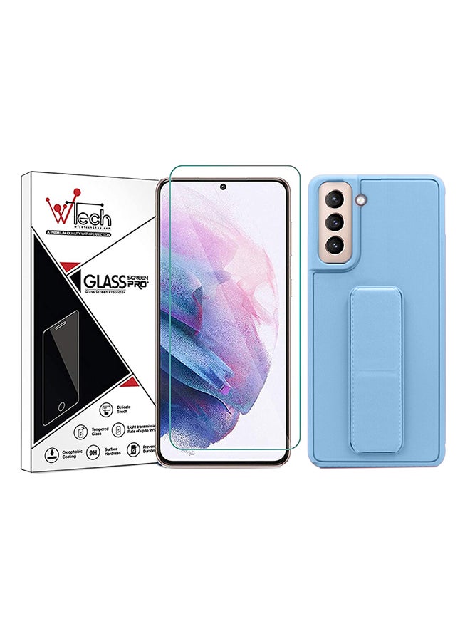Wtech - 9H Tempered Glass Screen Protector With Silicone Protective Case Cover For Samsung Galaxy S21 Plus 5G Blue/Clear - Image 1