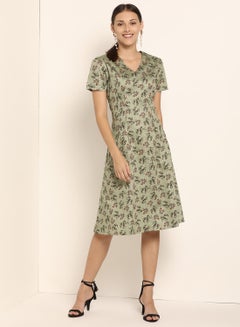 ABOF Printed V-Neck Dress Multicolour  - Image 1