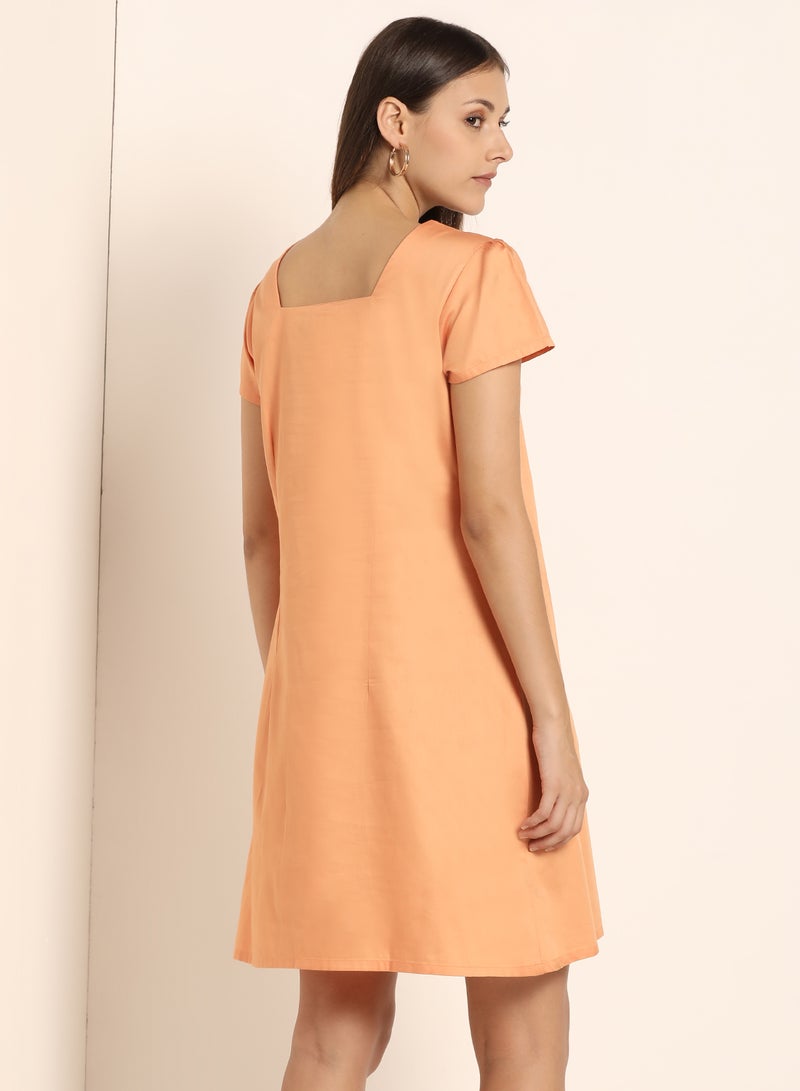ABOF Square Neck Mini Dress Deep Sea Coral  - Image 2