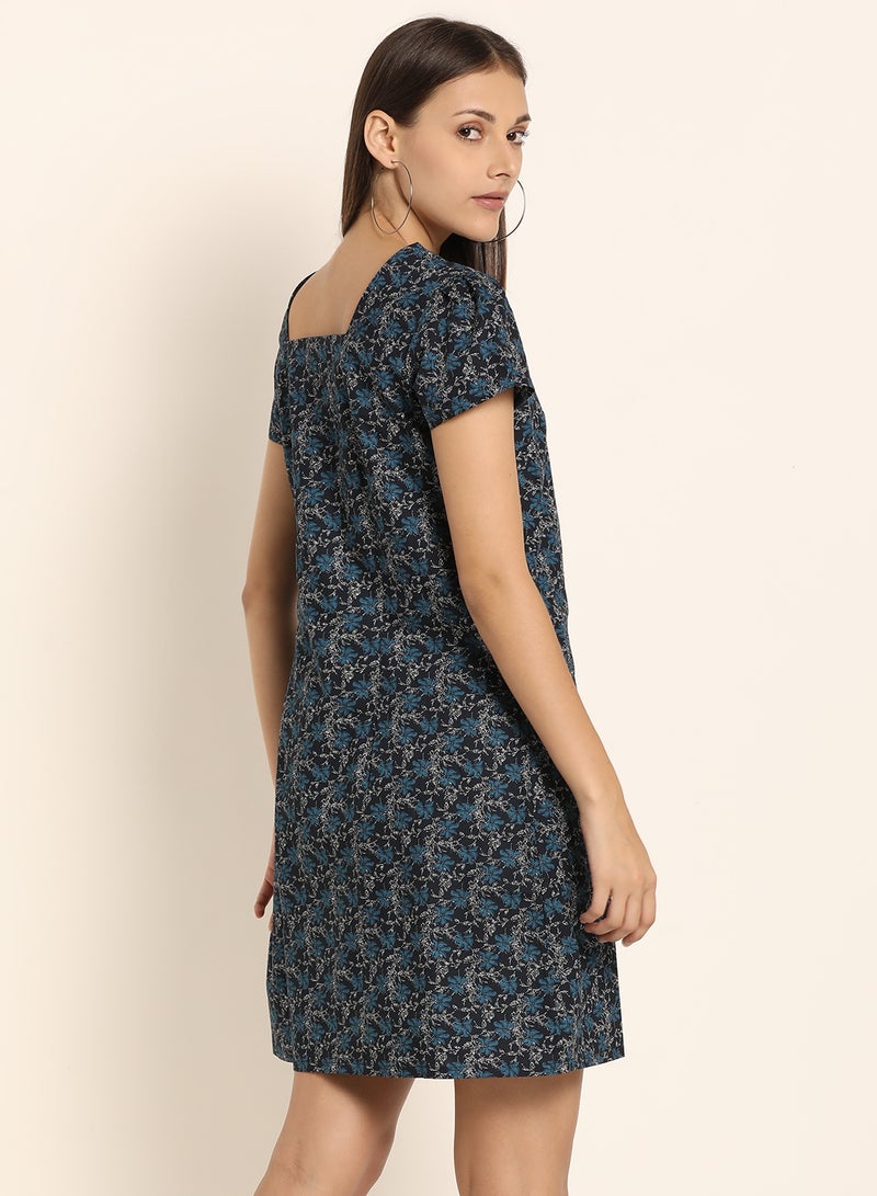 ABOF - Printed Square Neck Dress Multicolour - Image 1