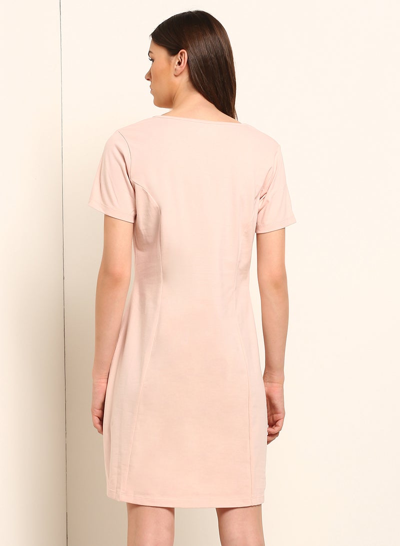 ABOF - Princess Cut At Front Shift Dress Cloud Pink - Image 1