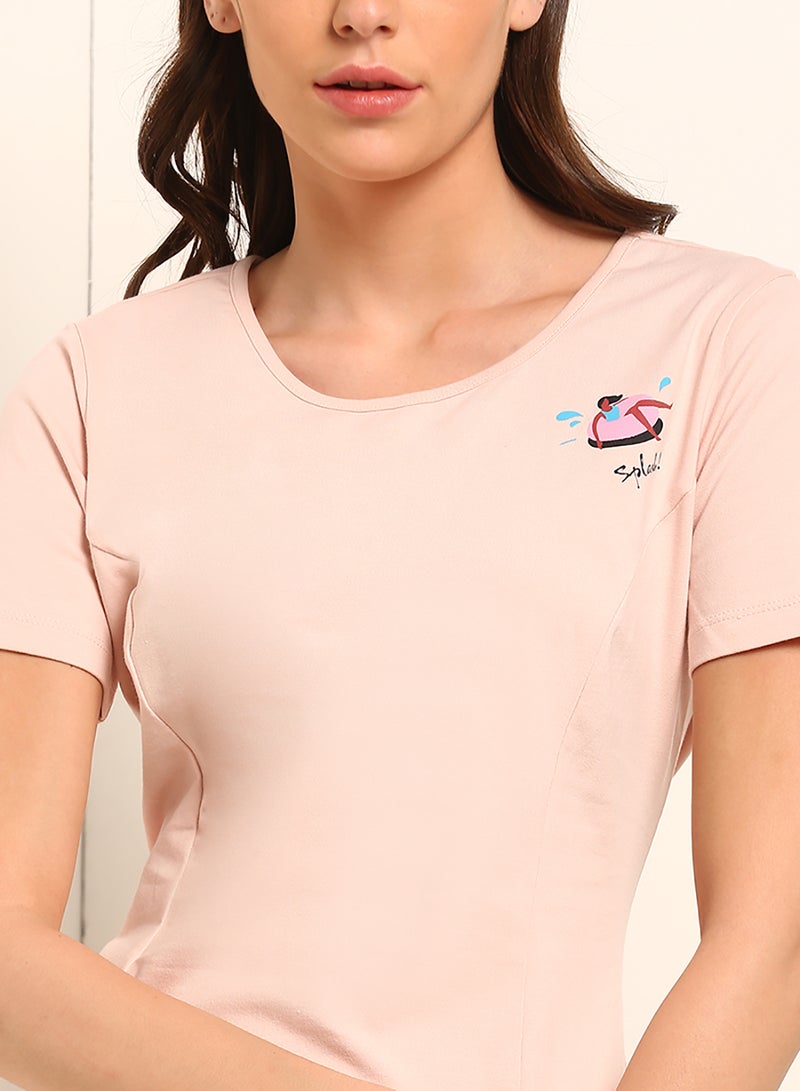 ABOF - Princess Cut At Front Shift Dress Cloud Pink - Image 1