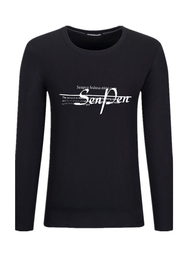Long Sleeve Letter Graphic T-Shirt Black 