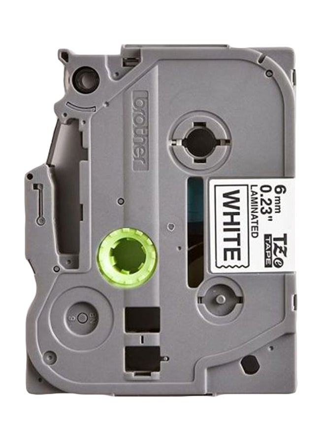 brother P-Touch 6Mm Laminated Tape - Black On White, Tz-E211 Black On White - Image 1