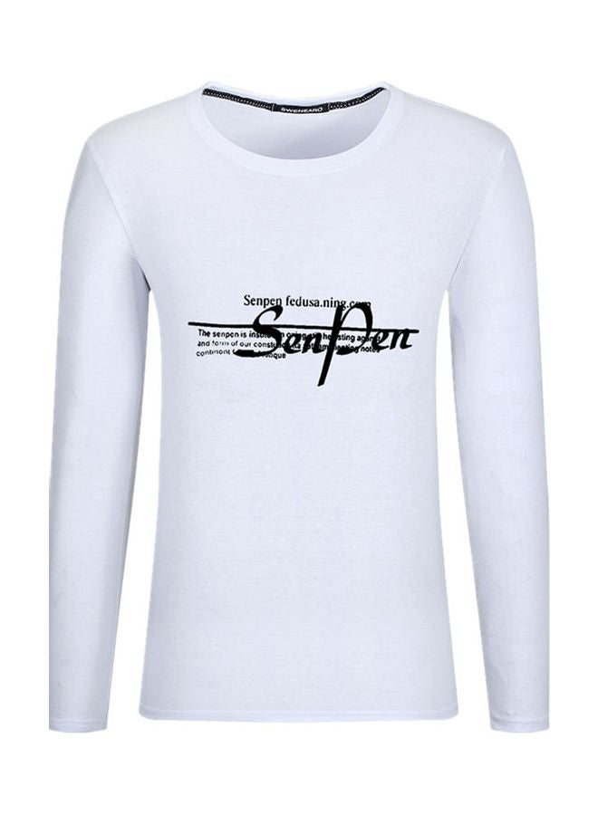 Long Sleeve Letter Graphic T-Shirt White