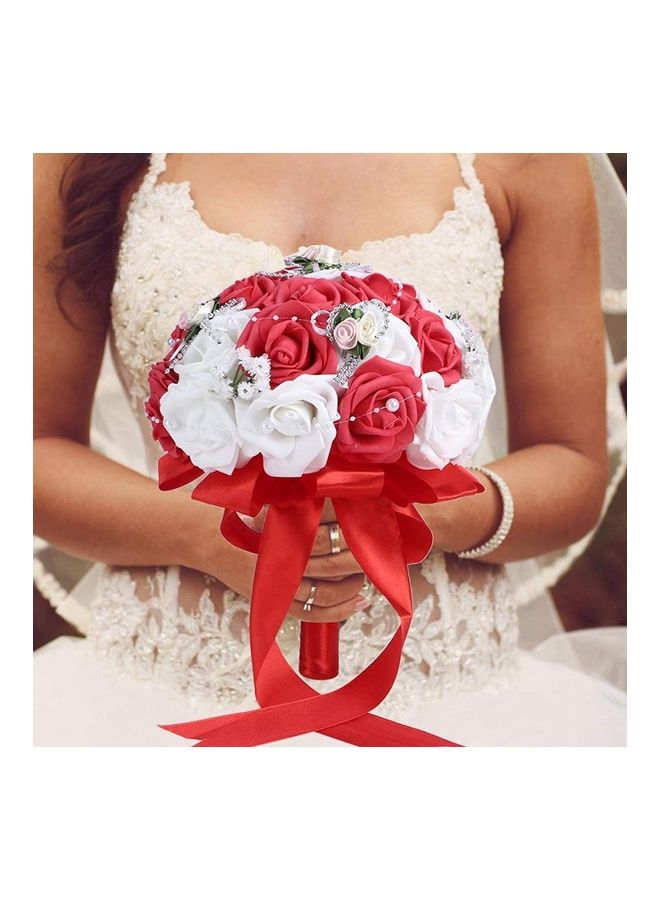 XiuWoo Rose Artificial Flowers Bouquet Red/White