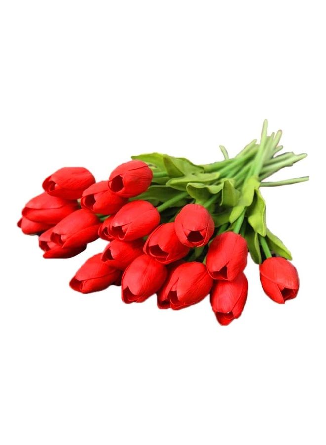 XiuWoo 10-Piece Artificial Tulip Bouquet Multicolour  - Image 1