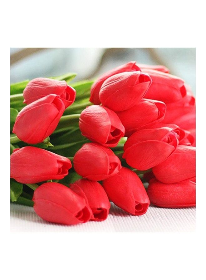 XiuWoo 10-Piece Artificial Tulip Bouquet Multicolour  - Image 2