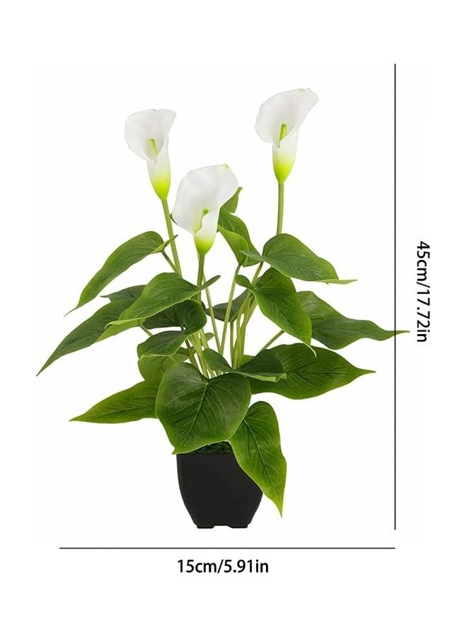 XiuWoo Artificial Lily Flower Potted Plant White/Green - Image 2