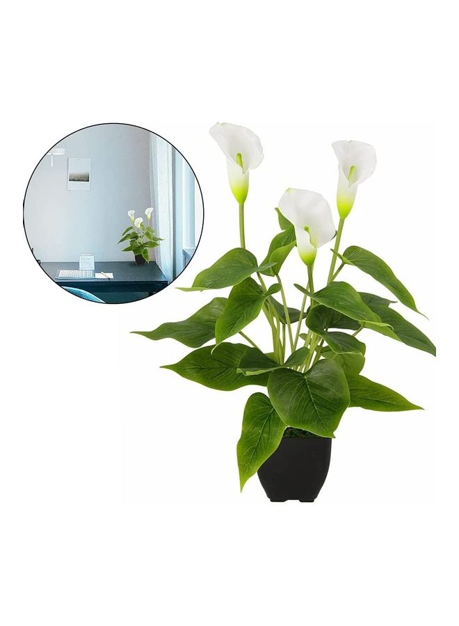 XiuWoo Artificial Lily Flower Potted Plant White/Green - Image 3