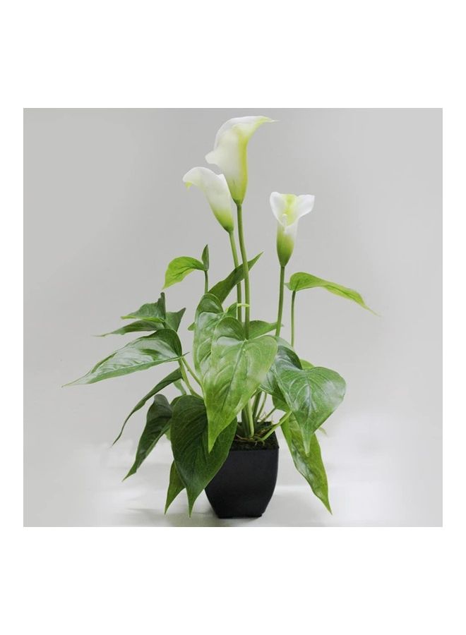 XiuWoo Artificial Lily Flower Potted Plant White/Green - Image 4