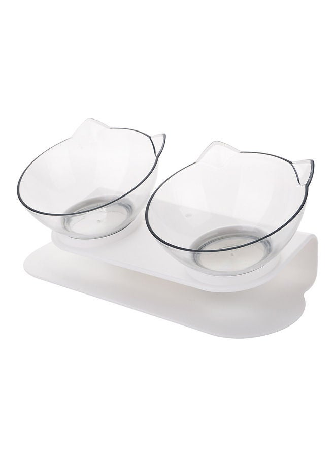 Automatic Double Feeding Bowls Clear/White 27.5x13.5x7cm - Image 1