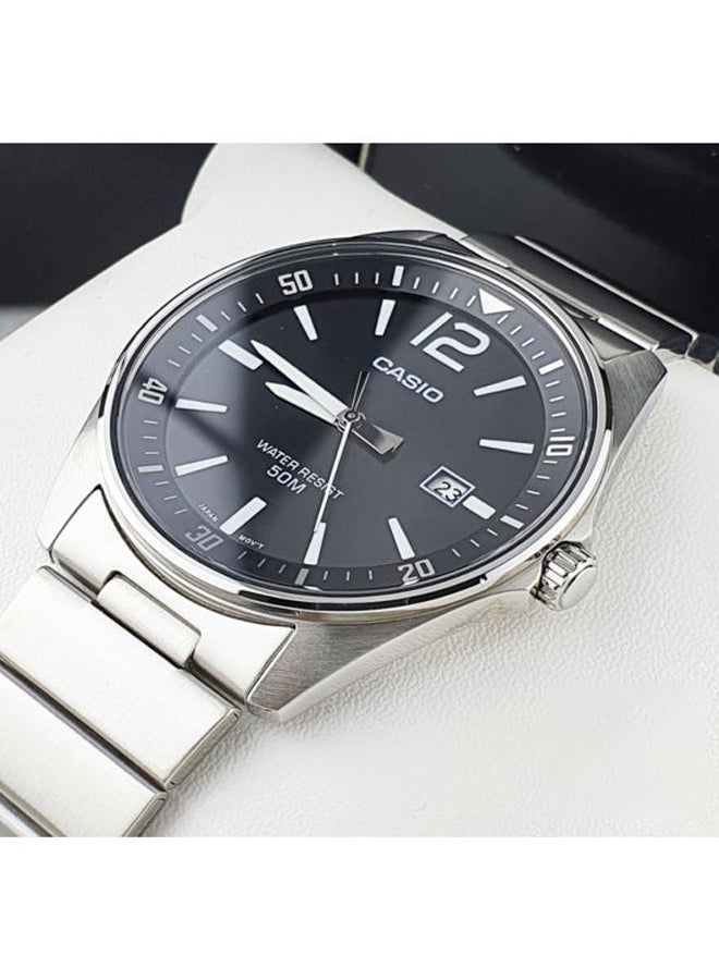 كاسيو ساعة أنالوج كاجوال من الفولاذ المقاوم للصدأ MTP-E170D-1B - 42 مم - فضي - Image 2