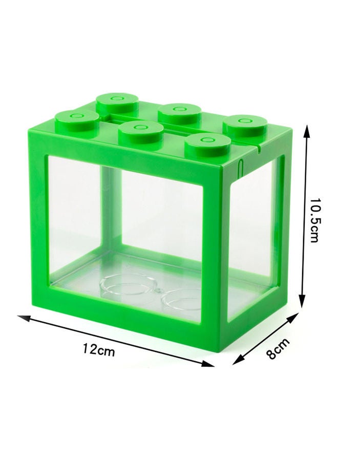 Mini Fish Aquarium Stackable Tank Green 12.00 x 8.00 x 10.50cm