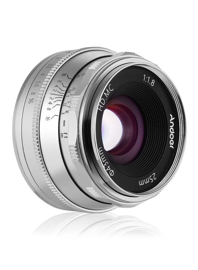 ANDOER 35mm F1.6 Manual Focus Lens 3.5cm Silver  - Image 2