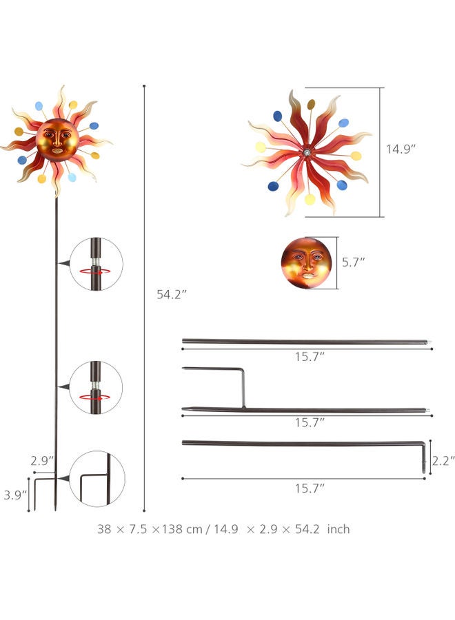 توراتس عصا ثلاثية الأبعاد بتصميم طاحونة هوائية للوجه وأشعة الشمس في الأماكن الخارجية متعدد الألوان - Image 3