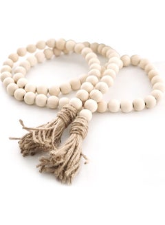 Generic Wooden Beaded Garland With Tassel Rustic Look Beige/Brown  - Image 1