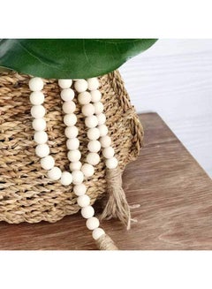 Generic Wooden Beaded Garland With Tassel Rustic Look Beige/Brown  - Image 3