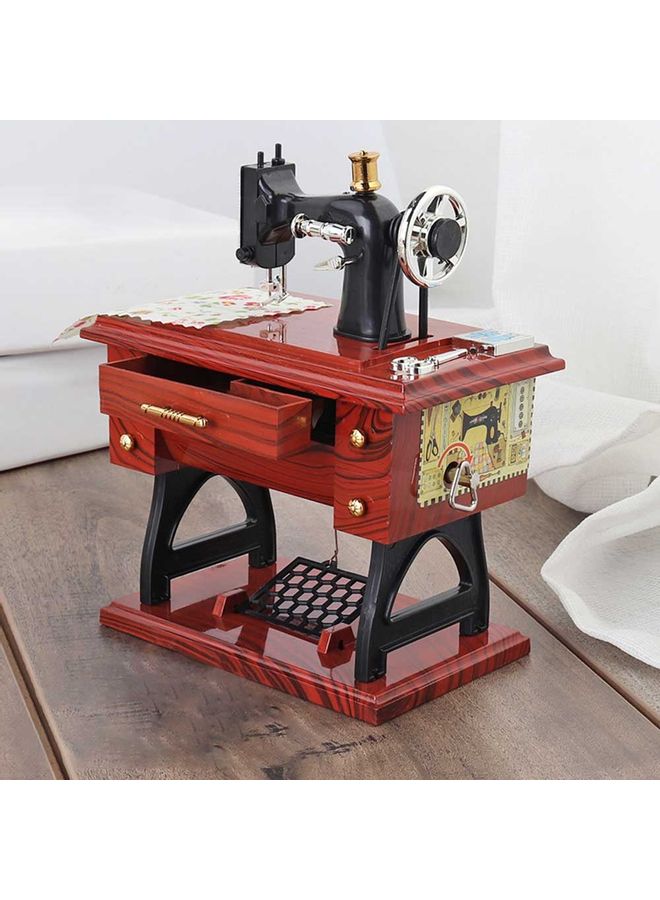 Sewing Machine Style Music Box Brown/Black/Silver  - Image 1