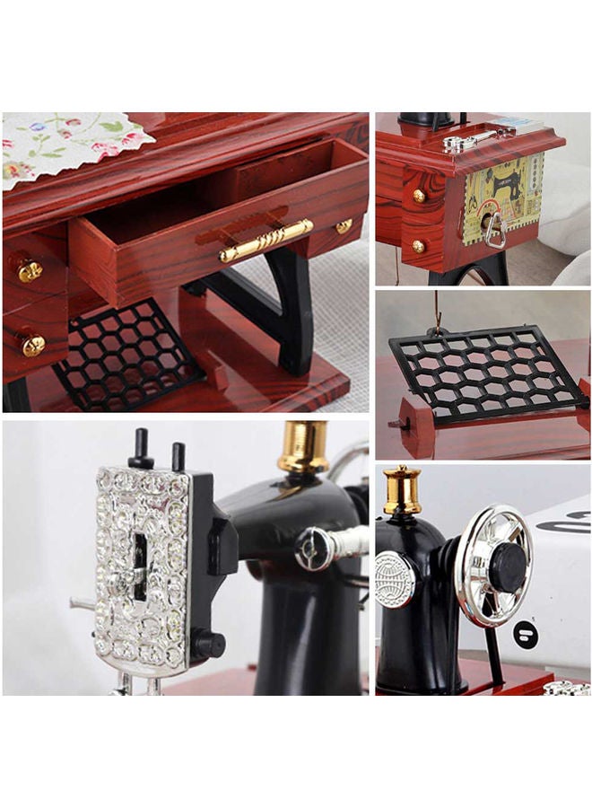 Sewing Machine Style Music Box Brown/Black/Silver  - Image 4