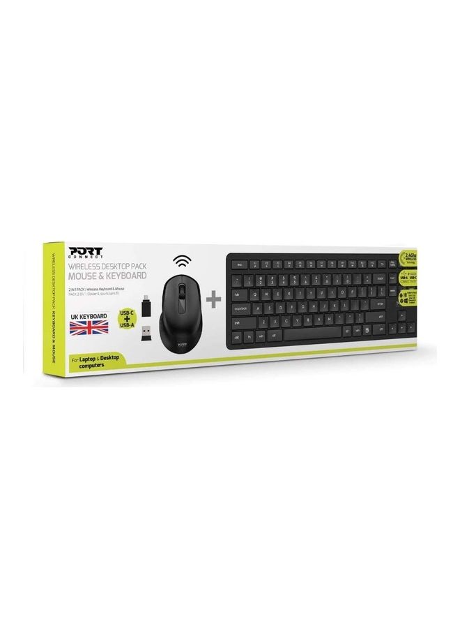 Port USB Keyboard With Wireless Mouse Black - Image 1