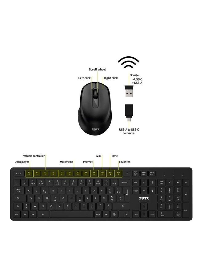 Port USB Keyboard With Wireless Mouse Black - Image 3