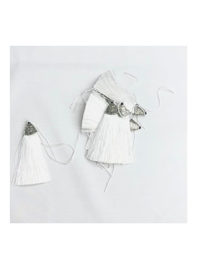 12-Piece Nylon Top Metal Cup Thread Tassels White 3inch - Image 2