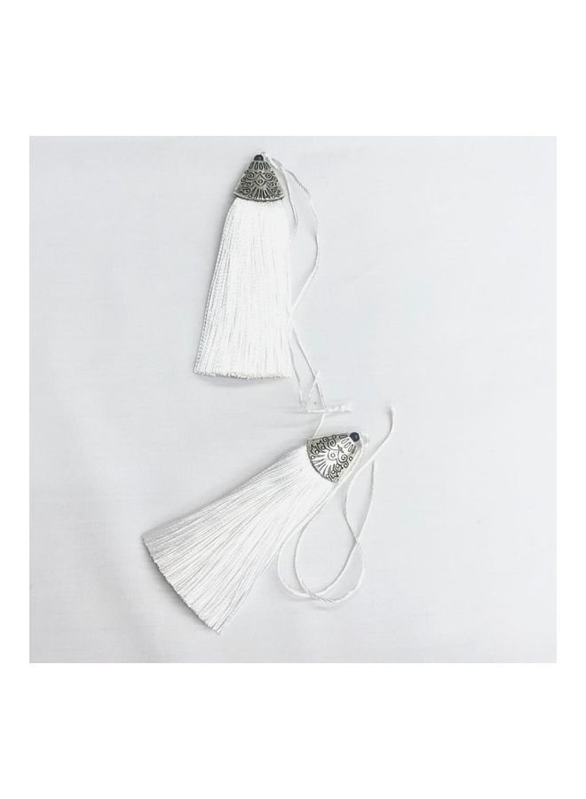 12-Piece Nylon Top Metal Cup Thread Tassels White 3inch - Image 3